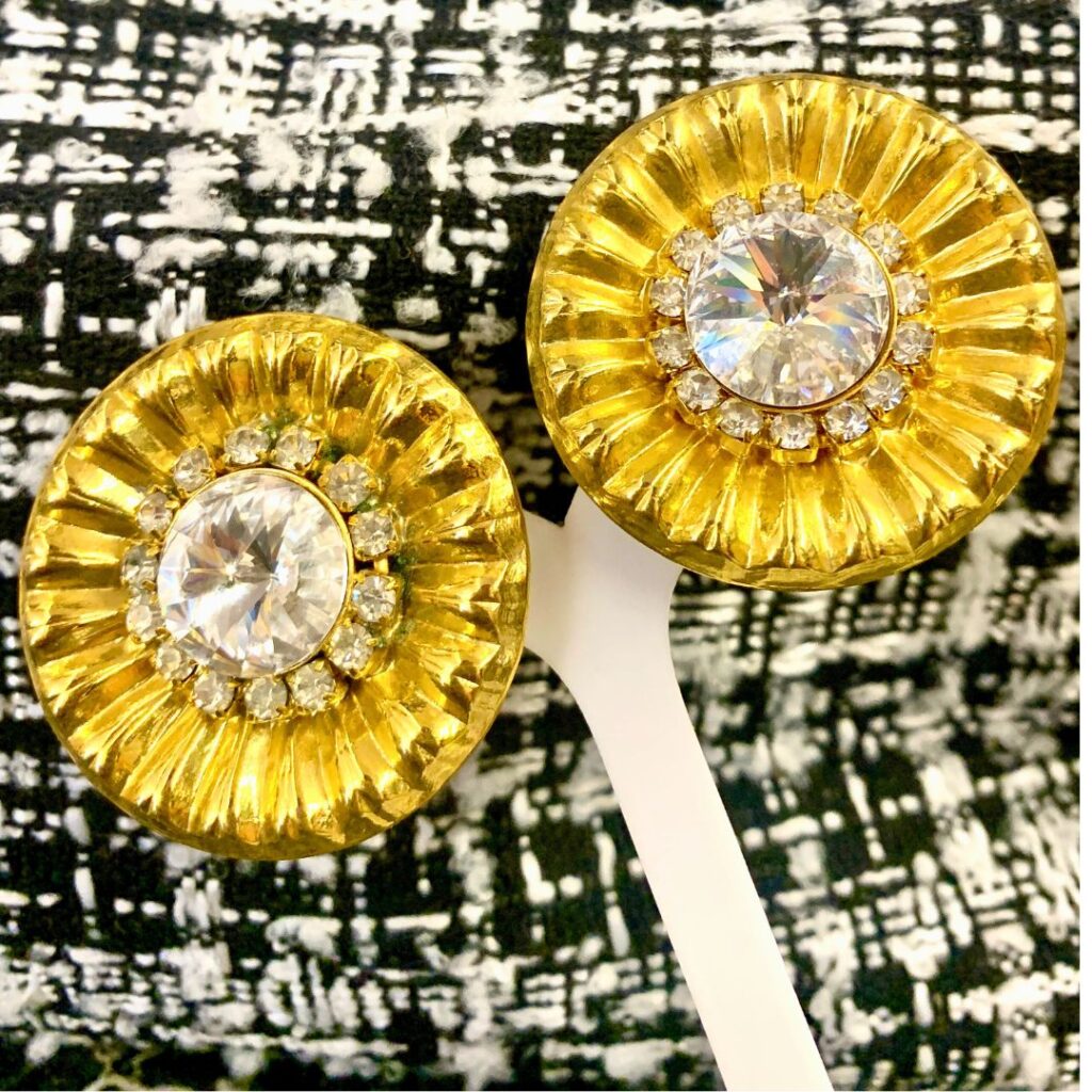 ORECCHINI VINTAGE ANNI 50 ORO E STRASS